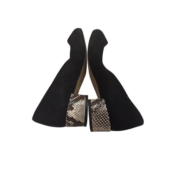 Mellow Yellow Paris Black Suede Block Heel Pumps Womens 39/8.5 US Snake Print - Picture 6 of 8
